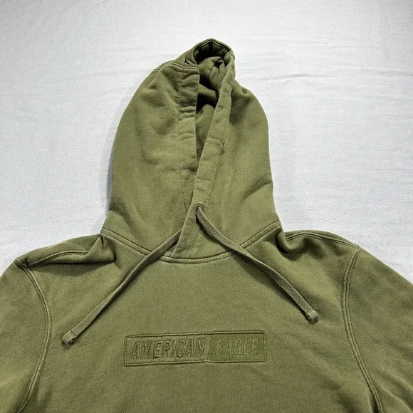 American Eagle Hoodie Mens Small Green Sweatshirt Embroidered Logo Preppy Adult - Picture 3 of 10